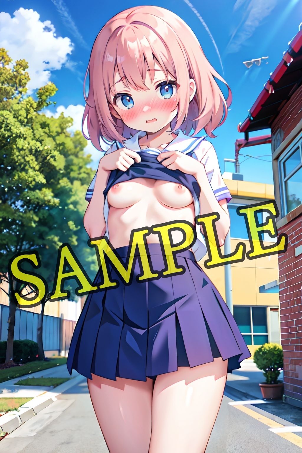 サンプル画像1:女子校生 初めての野外露出(まめまめクリ子2D) [d_340130]