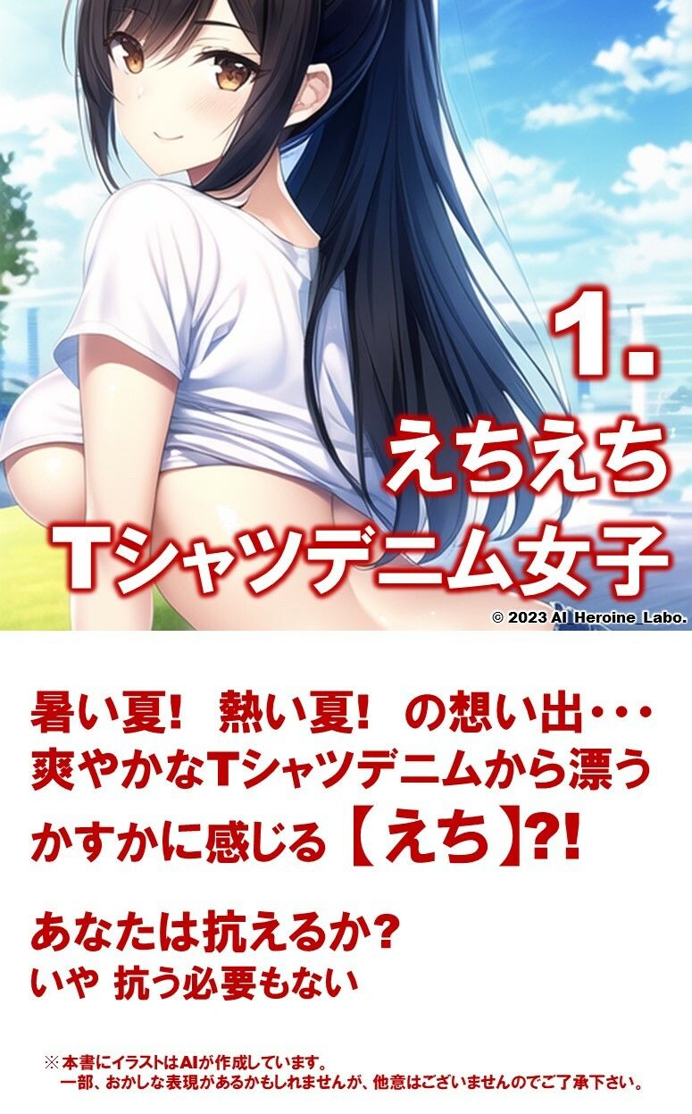 サンプル画像3:1つの呪文で生み出された100人のAI妄想美少女-4【夏の記憶…えちえちTシャツデニム女子編】(AIヒロイン研究会) [d_340319]