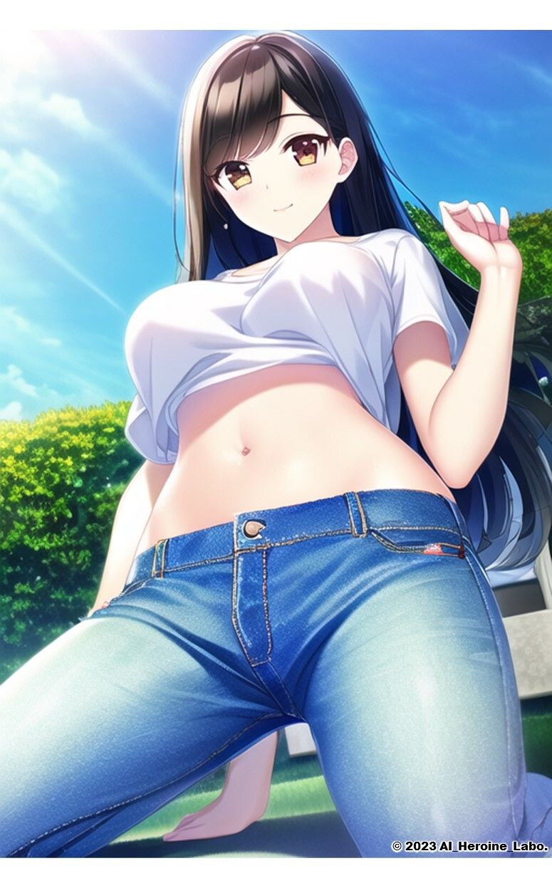 サンプル画像4:1つの呪文で生み出された100人のAI妄想美少女-4【夏の記憶…えちえちTシャツデニム女子編】(AIヒロイン研究会) [d_340319]