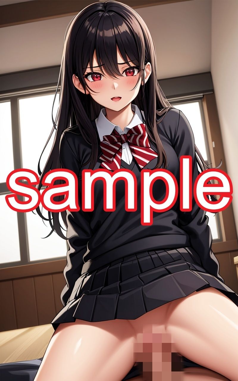 サンプル画像3:黒髪JKのえちえちイラスト集-騎〇位編(うにのてりやき) [d_340436]