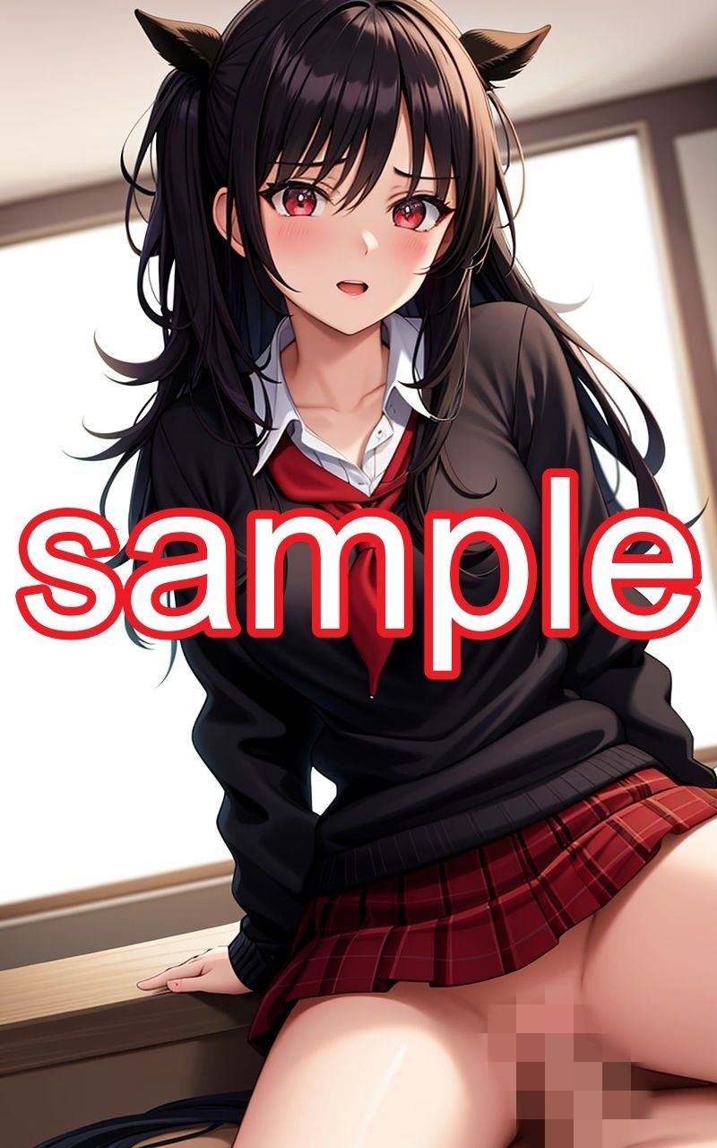 サンプル画像4:黒髪JKのえちえちイラスト集-騎〇位編(うにのてりやき) [d_340436]