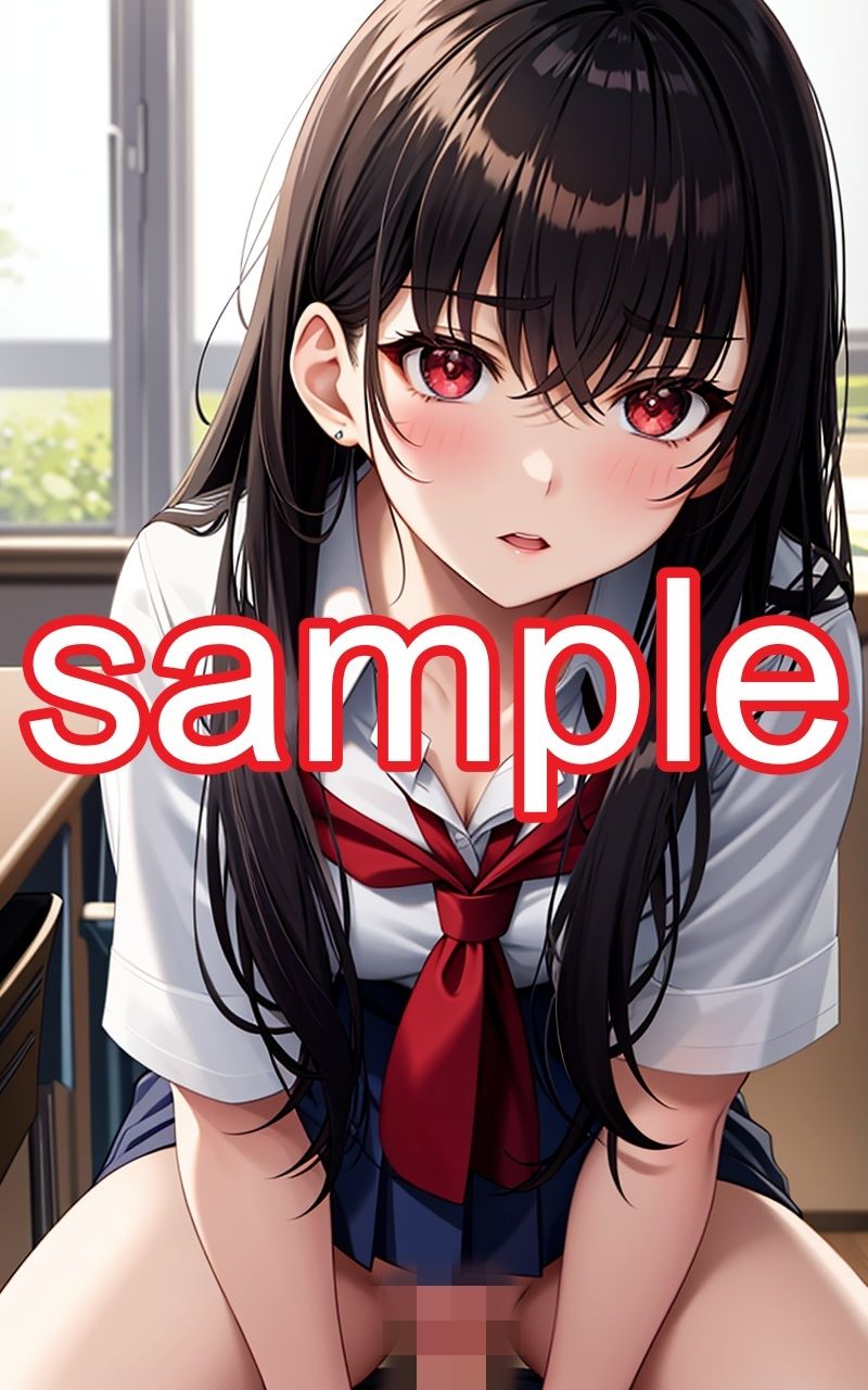 サンプル画像5:黒髪JKのえちえちイラスト集-騎〇位編(うにのてりやき) [d_340436]