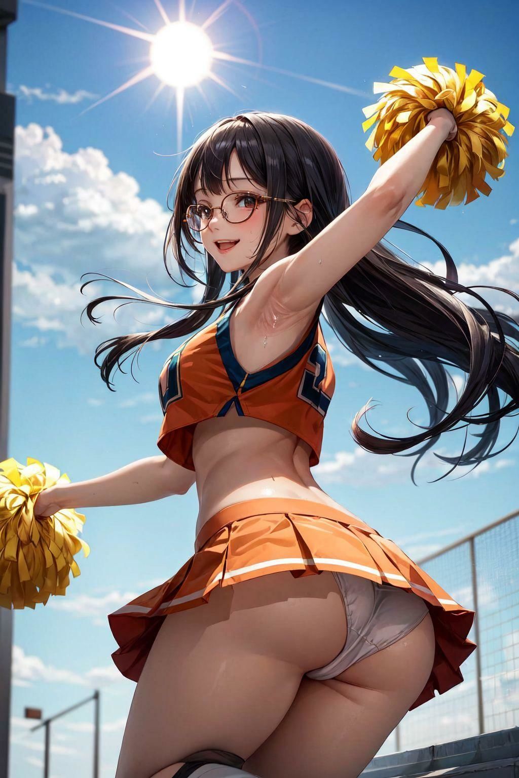 サンプル画像1:生パンで踊るチアガール達(フェチコン) [d_340908]