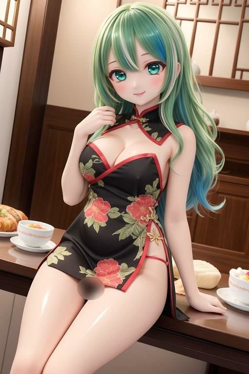 サンプル画像3:チャイナドレスで座ってパンチラ(D.P.H.) [d_340965]