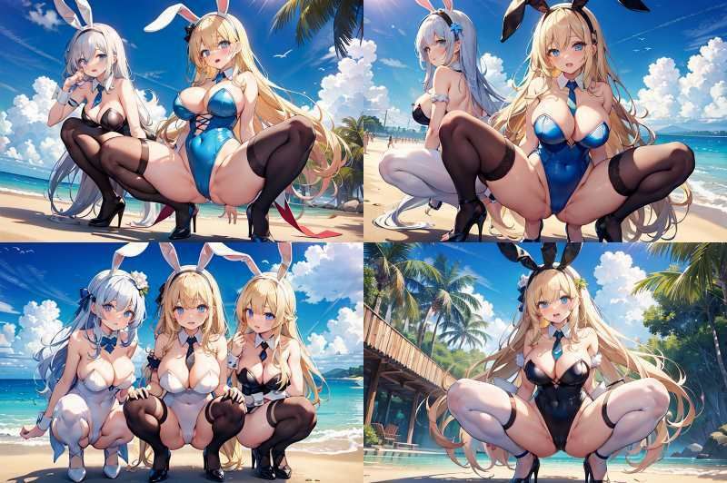 サンプル画像4:【微エロ】フェチコレVol.5 ビーチで開脚バニーガール（ジャンル別イラスト多数）【総枚数215枚】(満点星) [d_340992]