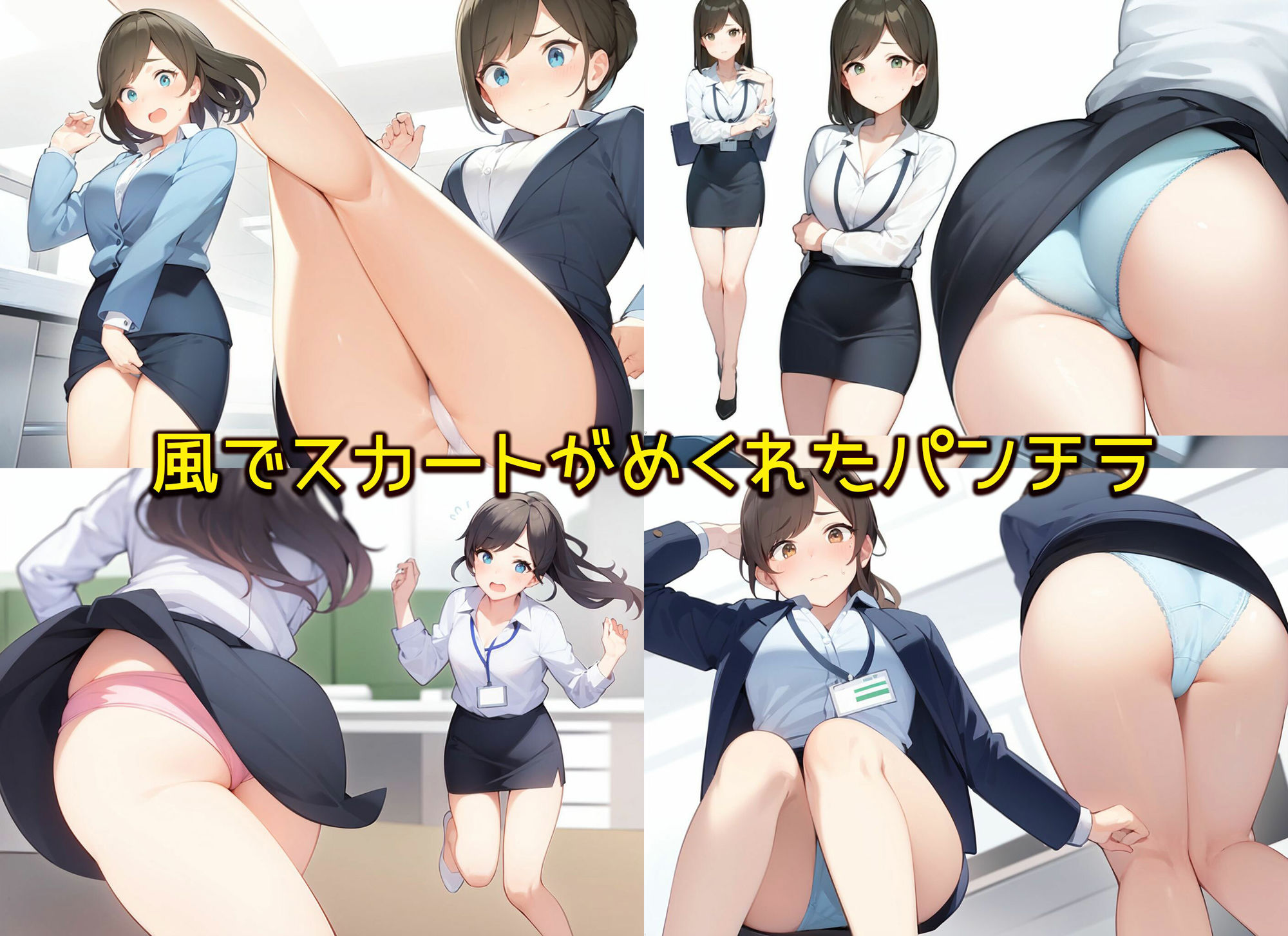 サンプル画像3:【オフィスで風】空調設備が故障中で色んな角度から適度な風が吹かれスカートがめくれてしまったOL女子社員達(日替わりさん) [d_341143]