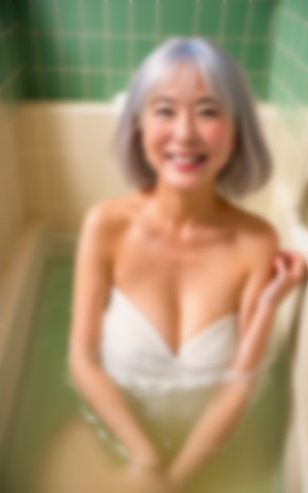サンプル画像1:【熟女と混浴】混浴温泉に60歳美女と一緒に・・・笑顔が素敵なGカップの巨乳熟女(熟女コレクターズ企画) [d_341255]