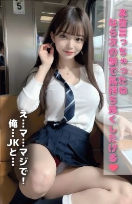 サンプル画像1:電車で誘惑してくる痴女女子校生(AIコスプレ美女) [d_341336]