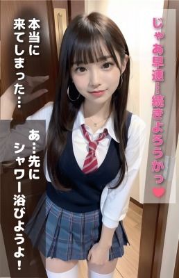 サンプル画像2:電車で誘惑してくる痴女女子校生(AIコスプレ美女) [d_341336]