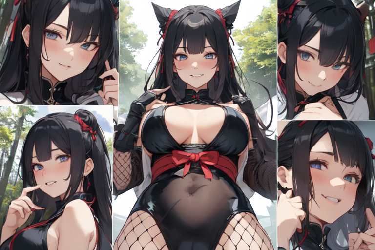 サンプル画像1:【微エロ】ローアングル×勝ち気ブラックくの一軍団【総枚数164枚】(満点星) [d_341604]