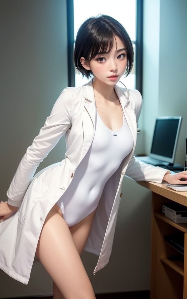 サンプル画像3:競泳水着に白衣を纏った美女たち。-私があなたのアソコ診てあげる？-(168AI) [d_341648]