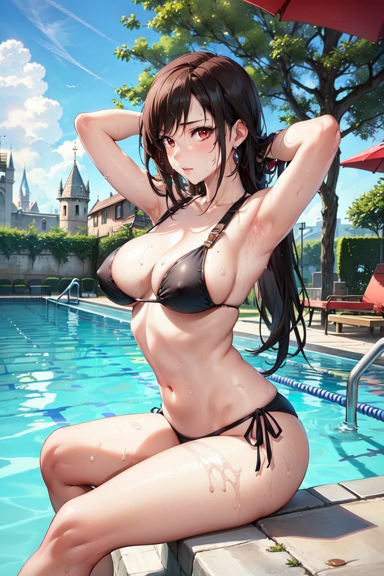 サンプル画像4:【濡れ透け・純白ランジェリー】ティファさんのイラスト集(ラブリーパンチ（パロディ）) [d_341879]