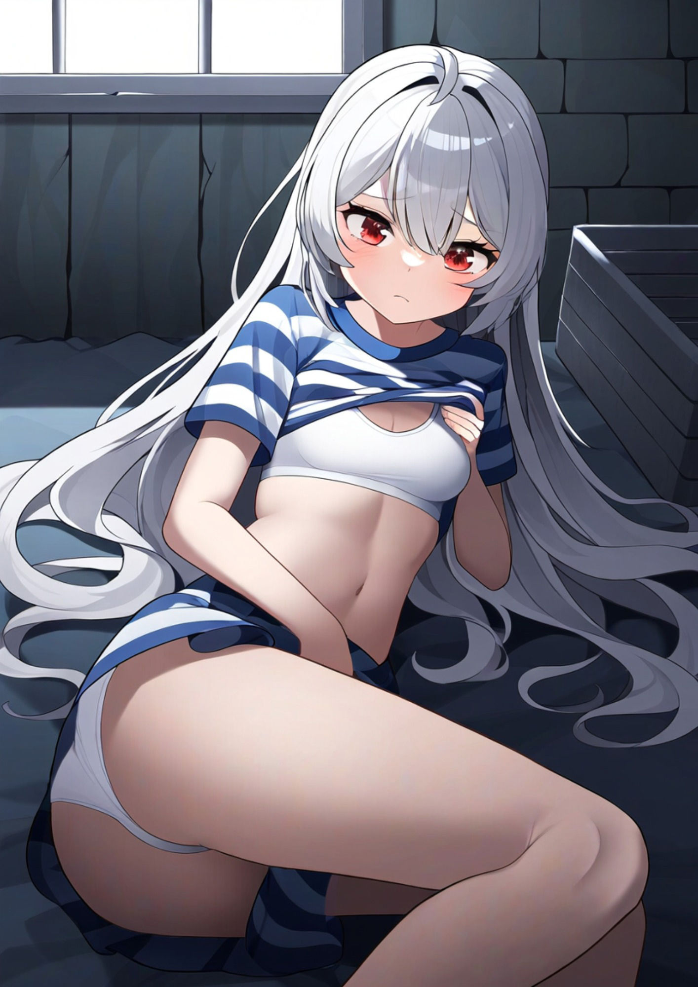 サンプル画像2:銀髪赤目の囚人ちゃん画像集VOL.1(獨房四十五號室) [d_341893]