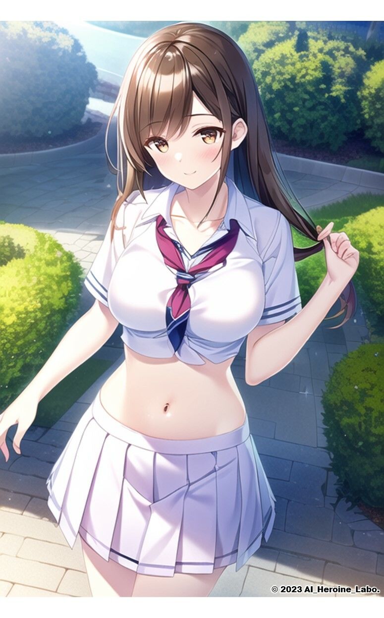 サンプル画像4:1つの呪文で生み出された100人のAI妄想美少女-7【へそ出しJKセーラー女子編】(AIヒロイン研究会) [d_341947]