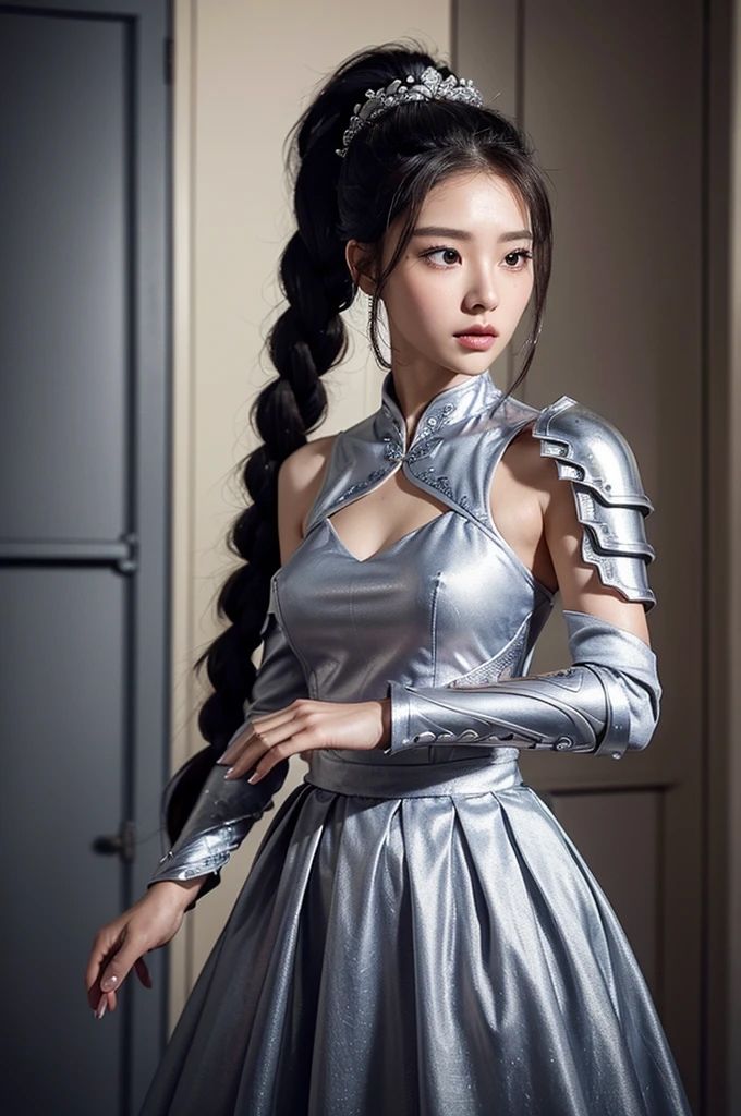 サンプル画像3:AI写真集 銀の輝き 三つ編み美女の煌めく瞬間(Ai-HOHOEMI) [d_341991]