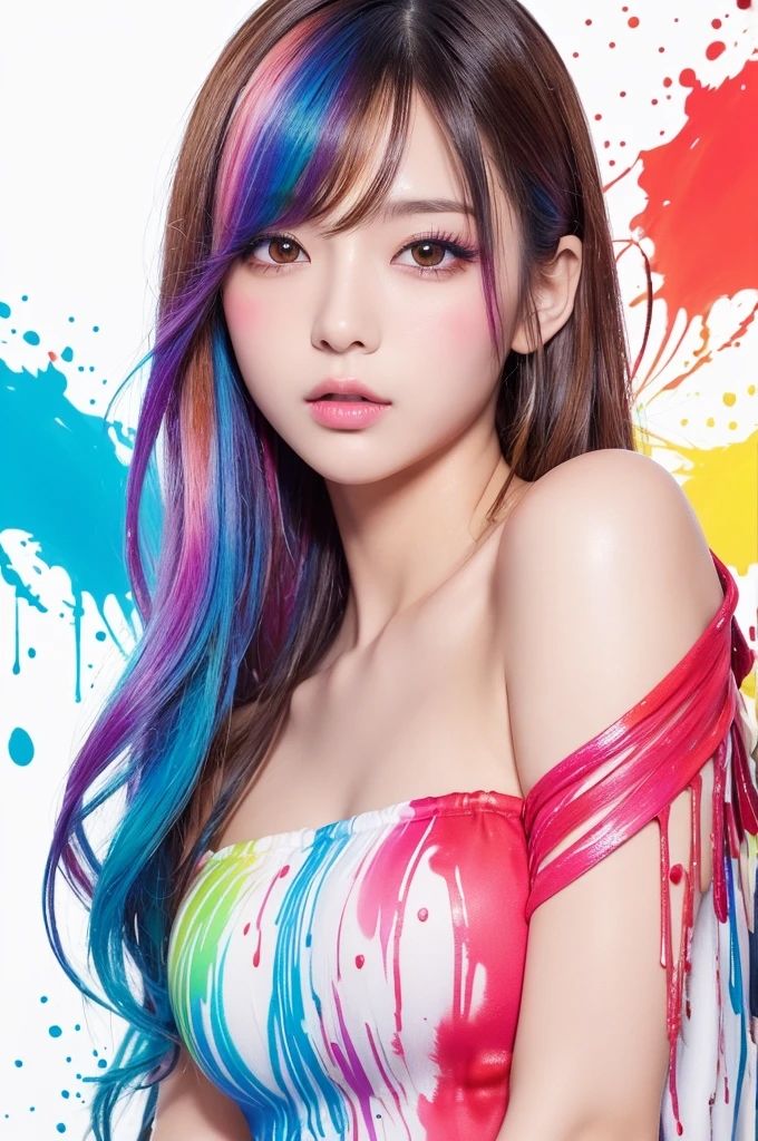 サンプル画像2:AI写真集 虹のファンタジア ペイントスプラッシュの美女(Ai-HOHOEMI) [d_342022]
