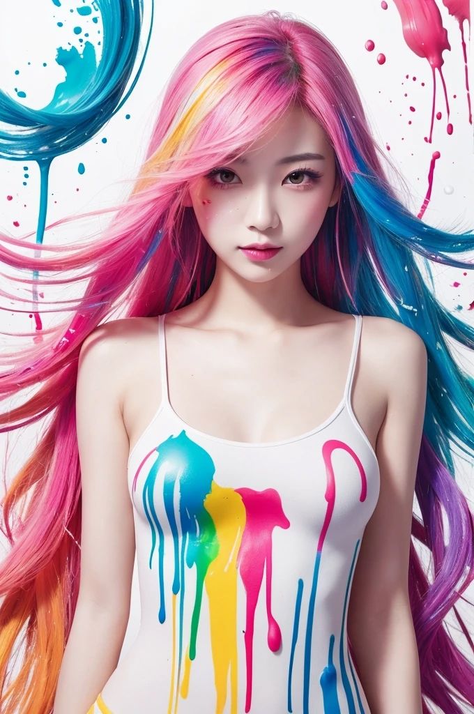 サンプル画像3:AI写真集 虹のファンタジア ペイントスプラッシュの美女(Ai-HOHOEMI) [d_342022]