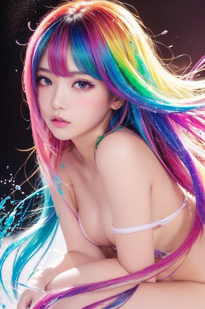 サンプル画像6:AI写真集 虹のファンタジア ペイントスプラッシュの美女(Ai-HOHOEMI) [d_342022]