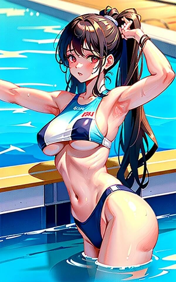 サンプル画像2:下乳水着女子とプールに入ってみた(【期間限定SALE】高画質サークル) [d_342448]