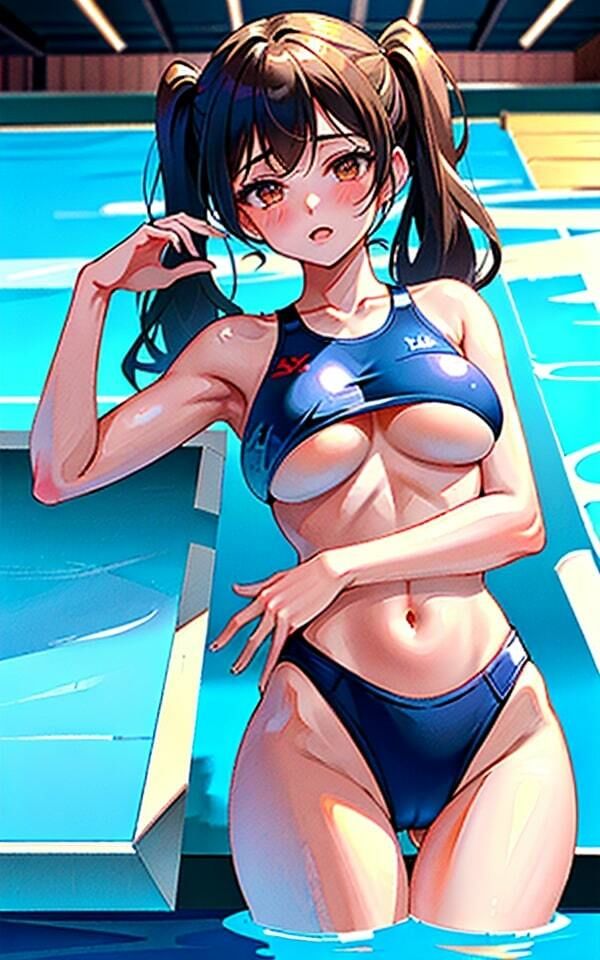 下乳水着女子とプールに入ってみたのサンプル画像 6
