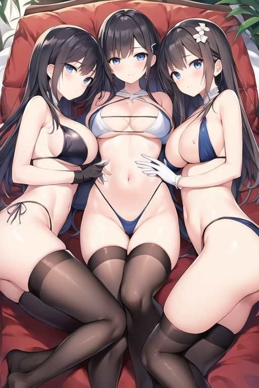 サンプル画像1:【微エロ】ベッドやソファーに寝転んで誘惑してくる水着美女ハーレム【総枚数207枚】(満点星) [d_342571]