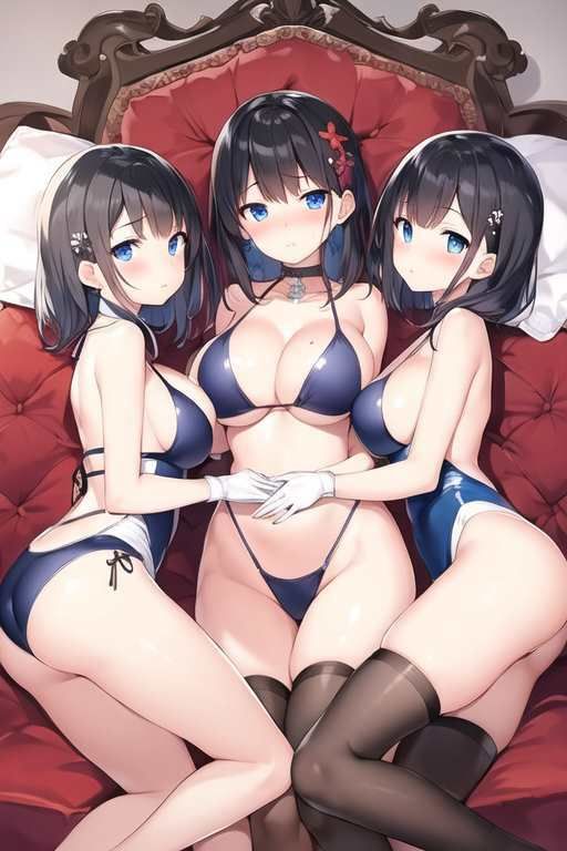 サンプル画像3:【微エロ】ベッドやソファーに寝転んで誘惑してくる水着美女ハーレム【総枚数207枚】(満点星) [d_342571]