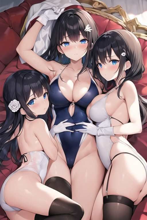 サンプル画像4:【微エロ】ベッドやソファーに寝転んで誘惑してくる水着美女ハーレム【総枚数207枚】(満点星) [d_342571]