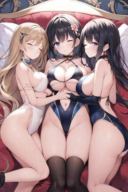 サンプル画像5:【微エロ】ベッドやソファーに寝転んで誘惑してくる水着美女ハーレム【総枚数207枚】(満点星) [d_342571]