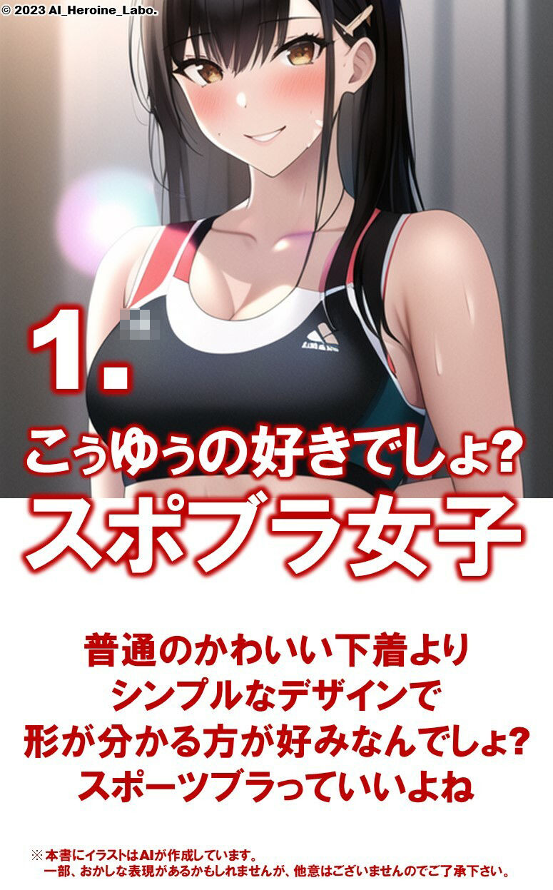 サンプル画像3:1つの呪文で生み出された100人のAI妄想美少女-10【さわやかえち？スポーツブラ女子編】(AIヒロイン研究会) [d_343124]