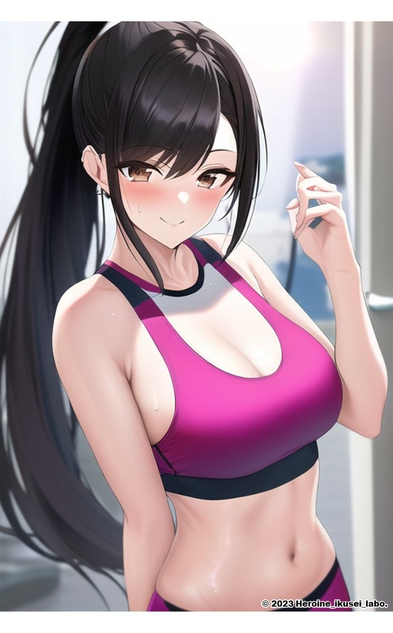 1つの呪文で生み出された100人のAI妄想美少女-10【さわやかえち?スポーツブラ女子編】のサンプル画像 6