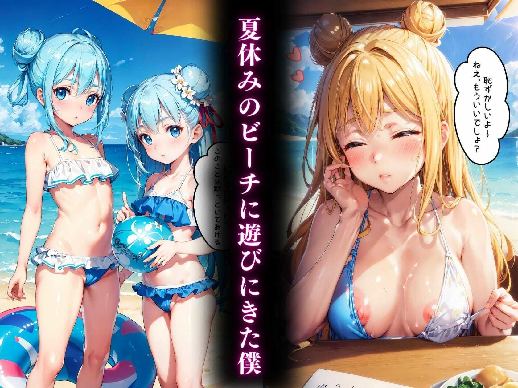 サンプル画像1:女性専用の楽園ビーチに知らずにやってきた僕（セリフ付き）(スクールパラダイス) [d_343205]