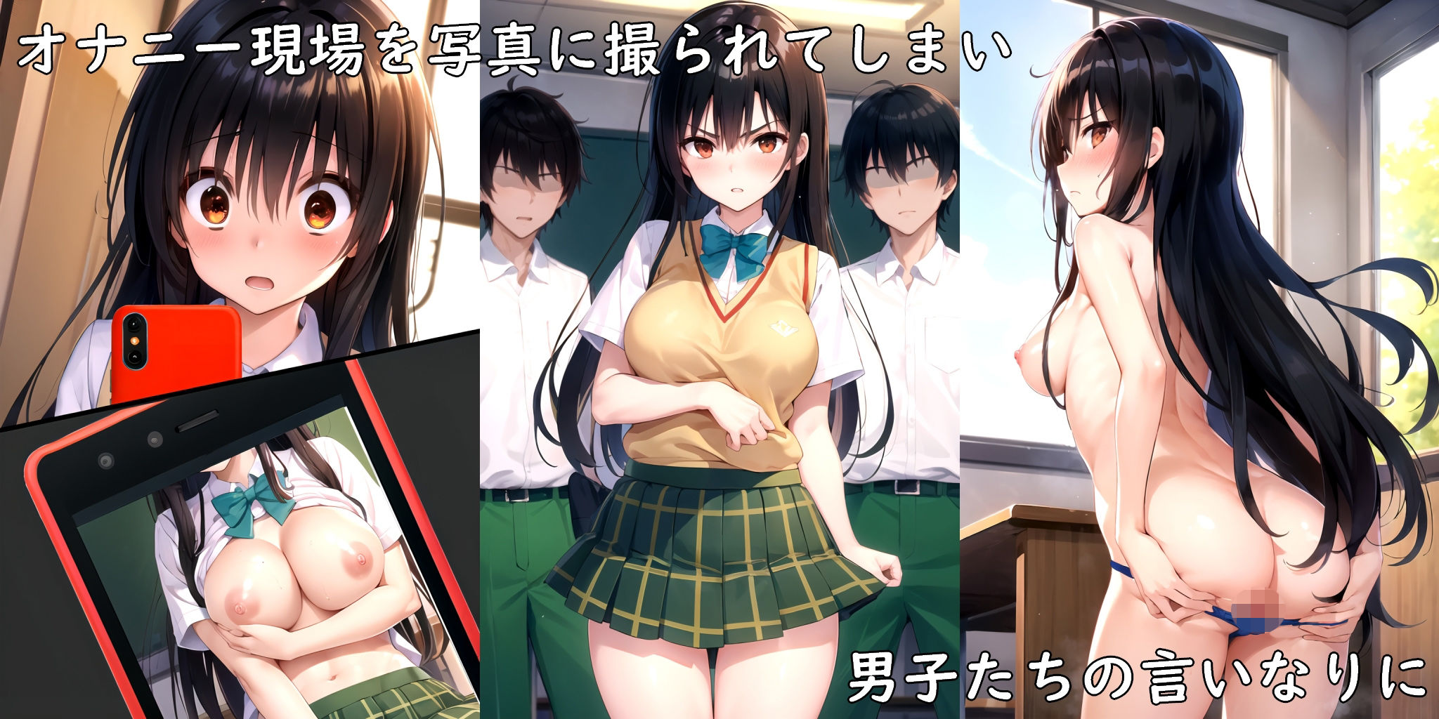 サンプル画像2:よくある話 〜弱みを握られた少女が男たちに犯●れる話〜(AI画商) [d_343478]