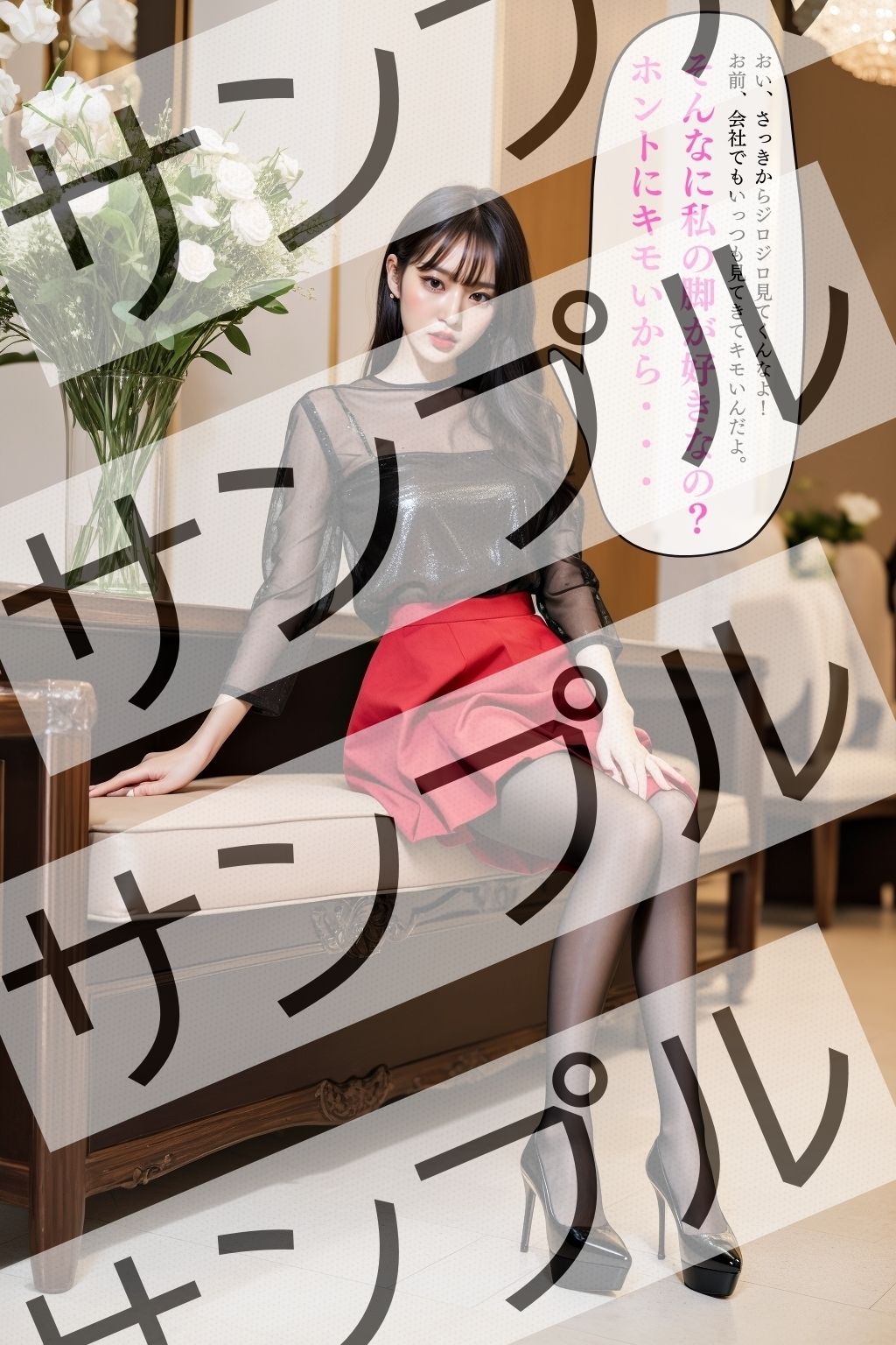 サンプル画像3:同僚OLのミニスカ＆極薄黒ストッキング＆エロいパンプス – Colleague office lady’s miniskirt， ultra-thin black stockings， and erotic pumps -(あらぶるま) [d_343518]