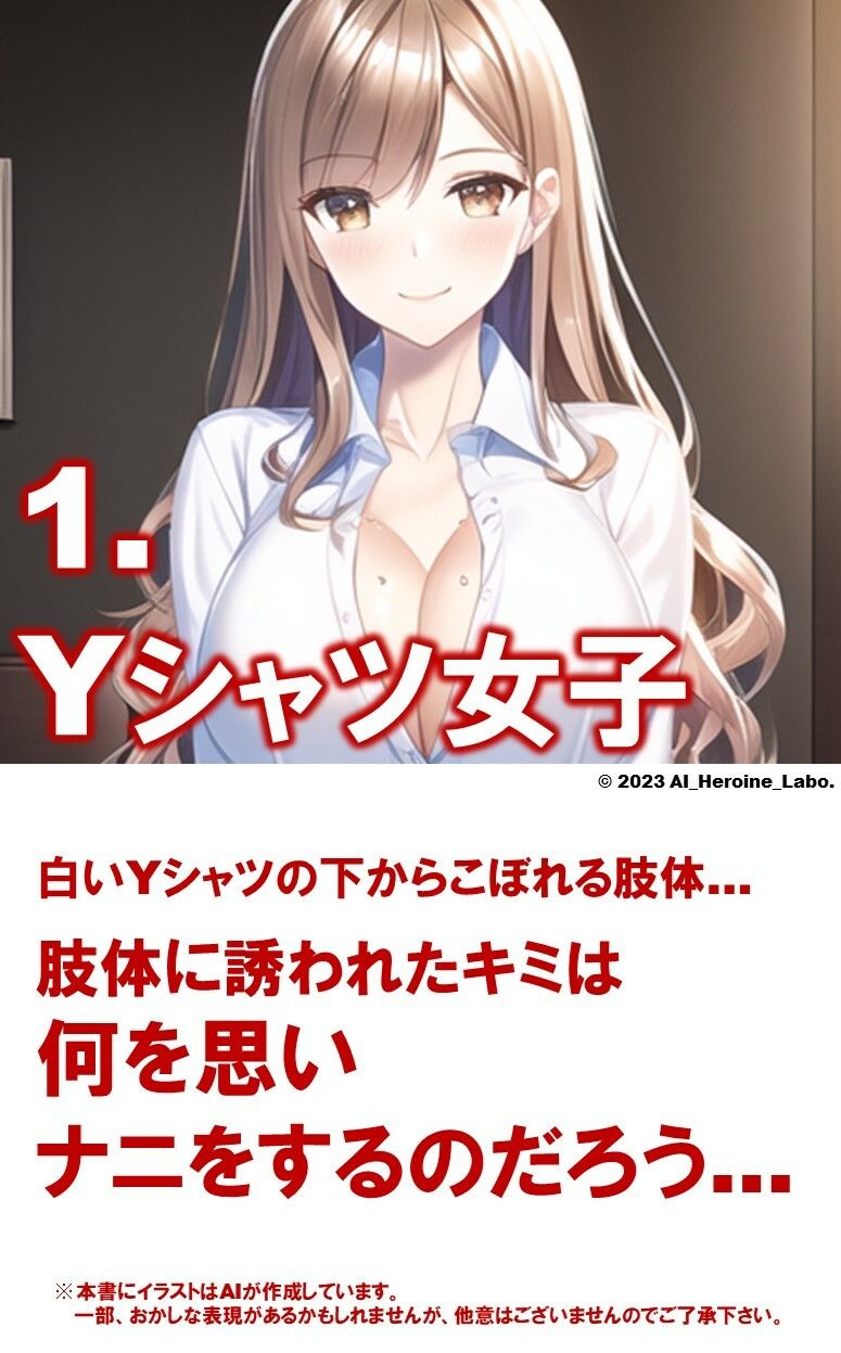 サンプル画像3:1つの呪文で生み出された100人のAI妄想美少女-11【何からナニまで脱いじゃう？！Yシャツ女子編】(AIヒロイン研究会) [d_343593]