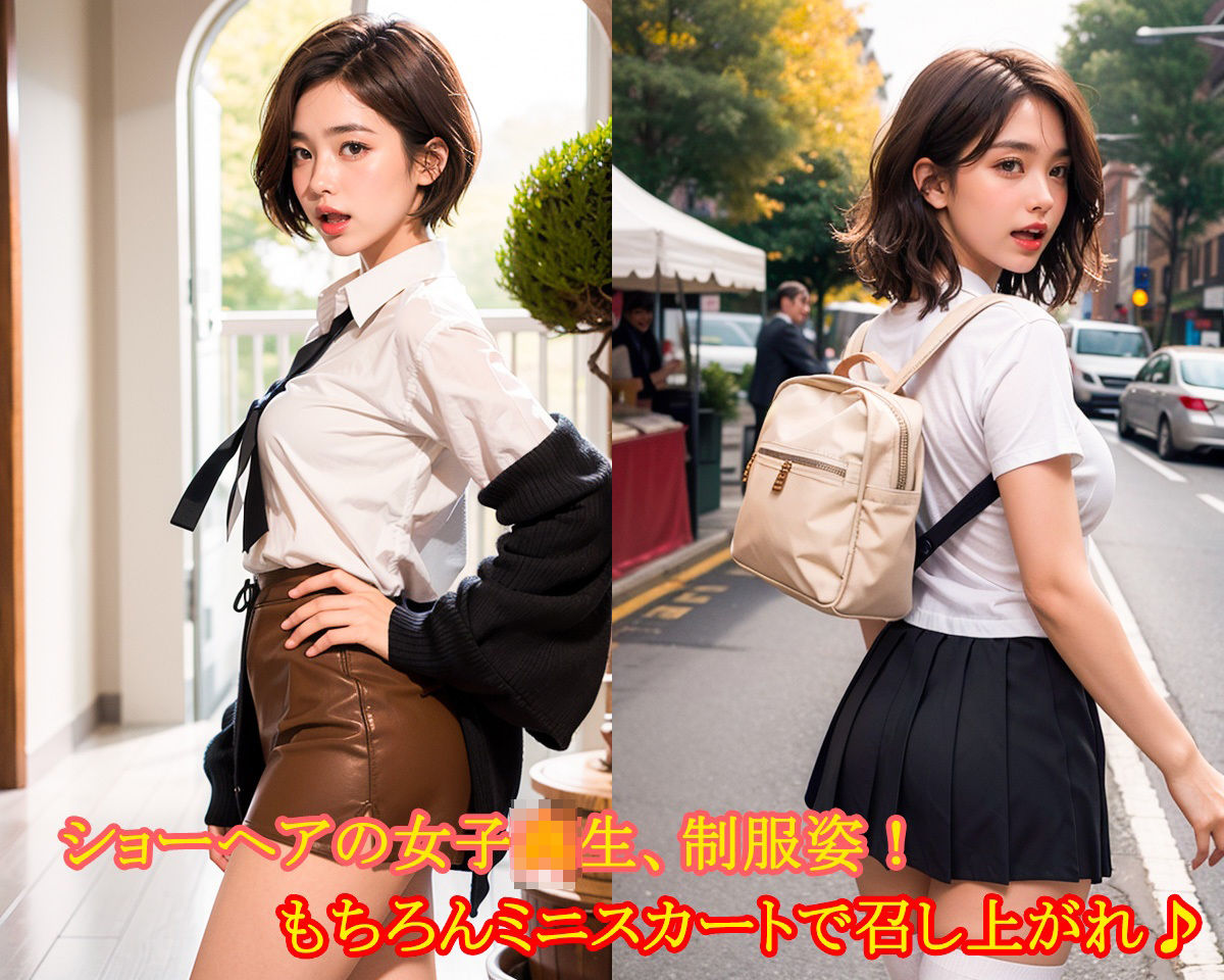 サンプル画像2:女子校生制服コレクションショートヘアフェラおっぱいちょい増し(だいひょうとりしまられやくステーブルディフィコ) [d_343648]