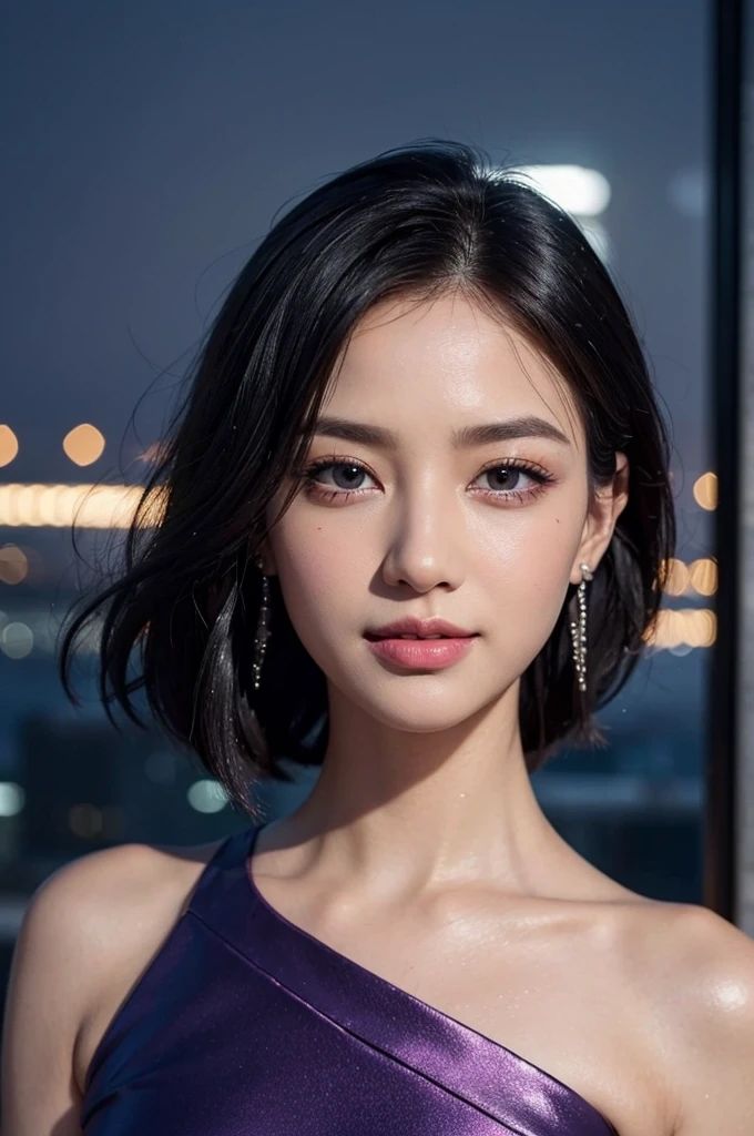 サンプル画像2:AI美女写真集 モダン・エレガンス 紫のドレス美女のタワーマンションライフ(Ai-HOHOEMI) [d_343913]