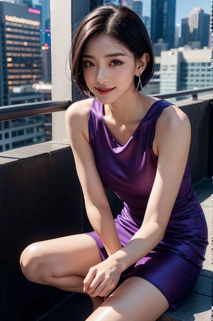 サンプル画像3:AI美女写真集 モダン・エレガンス 紫のドレス美女のタワーマンションライフ(Ai-HOHOEMI) [d_343913]