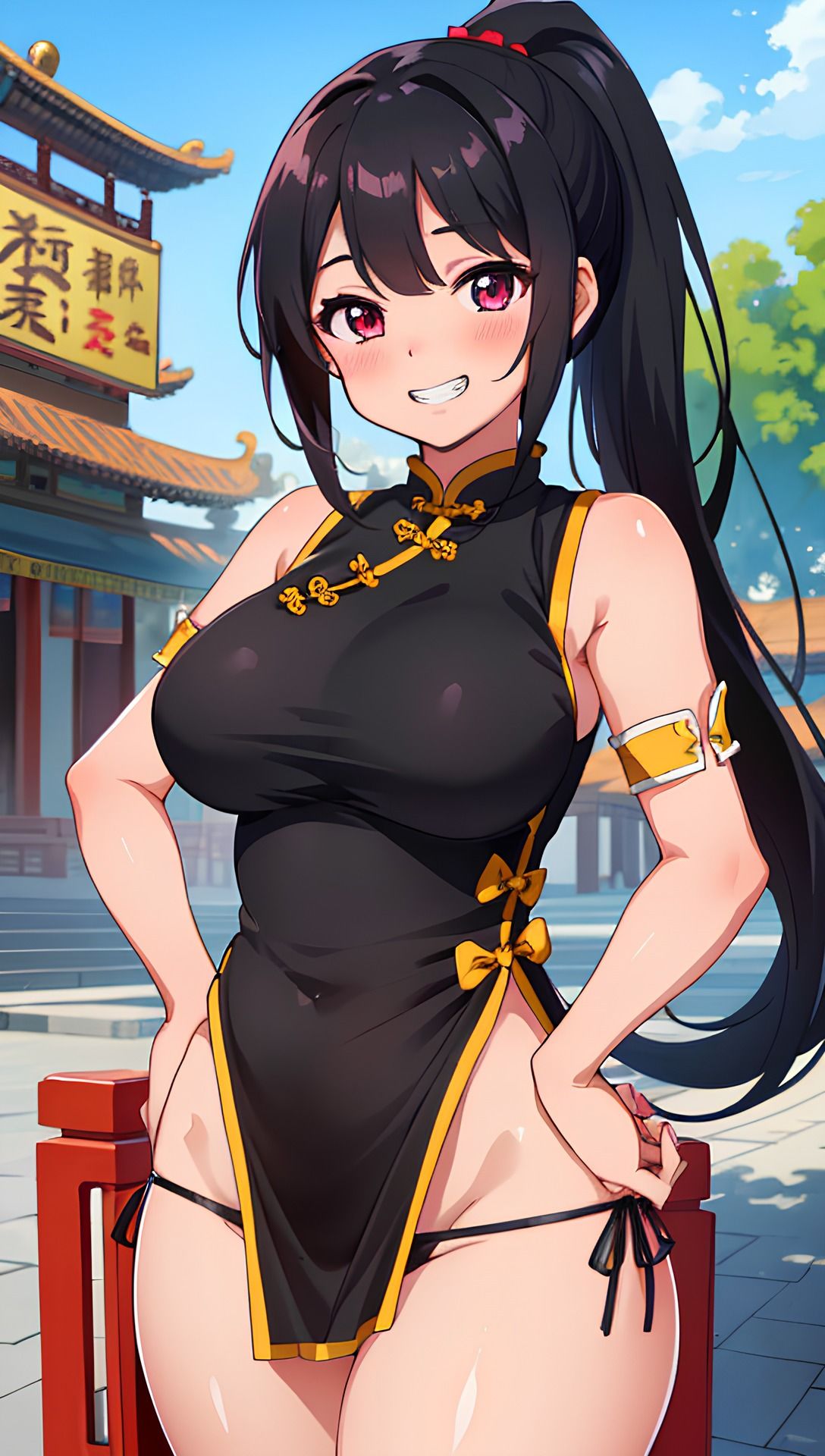 サンプル画像1:ポニーテールとチャイナドレス(パイりあ) [d_343920]