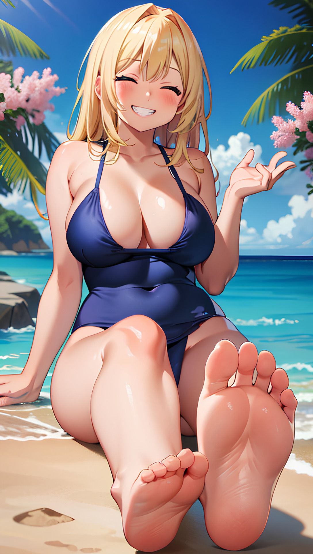 サンプル画像2:金髪巨乳とスクール水着(パイりあ) [d_343924]