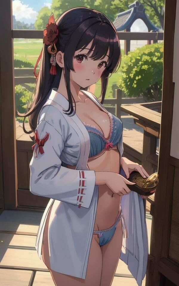 サンプル画像1:和風美女 巫女？？美女 チラ見せ下着で誘惑(美女あに) [d_344969]