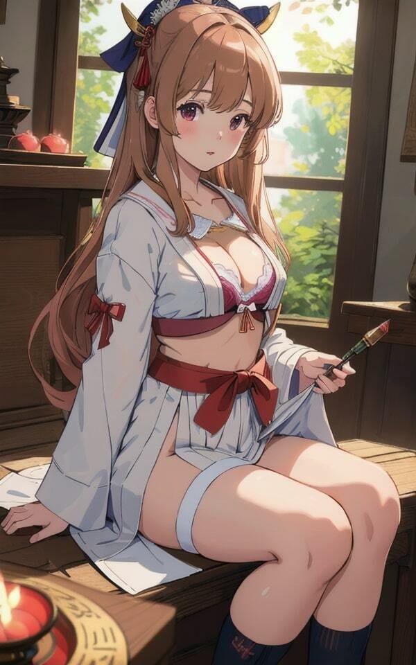 サンプル画像3:和風美女 巫女？？美女 チラ見せ下着で誘惑(美女あに) [d_344969]