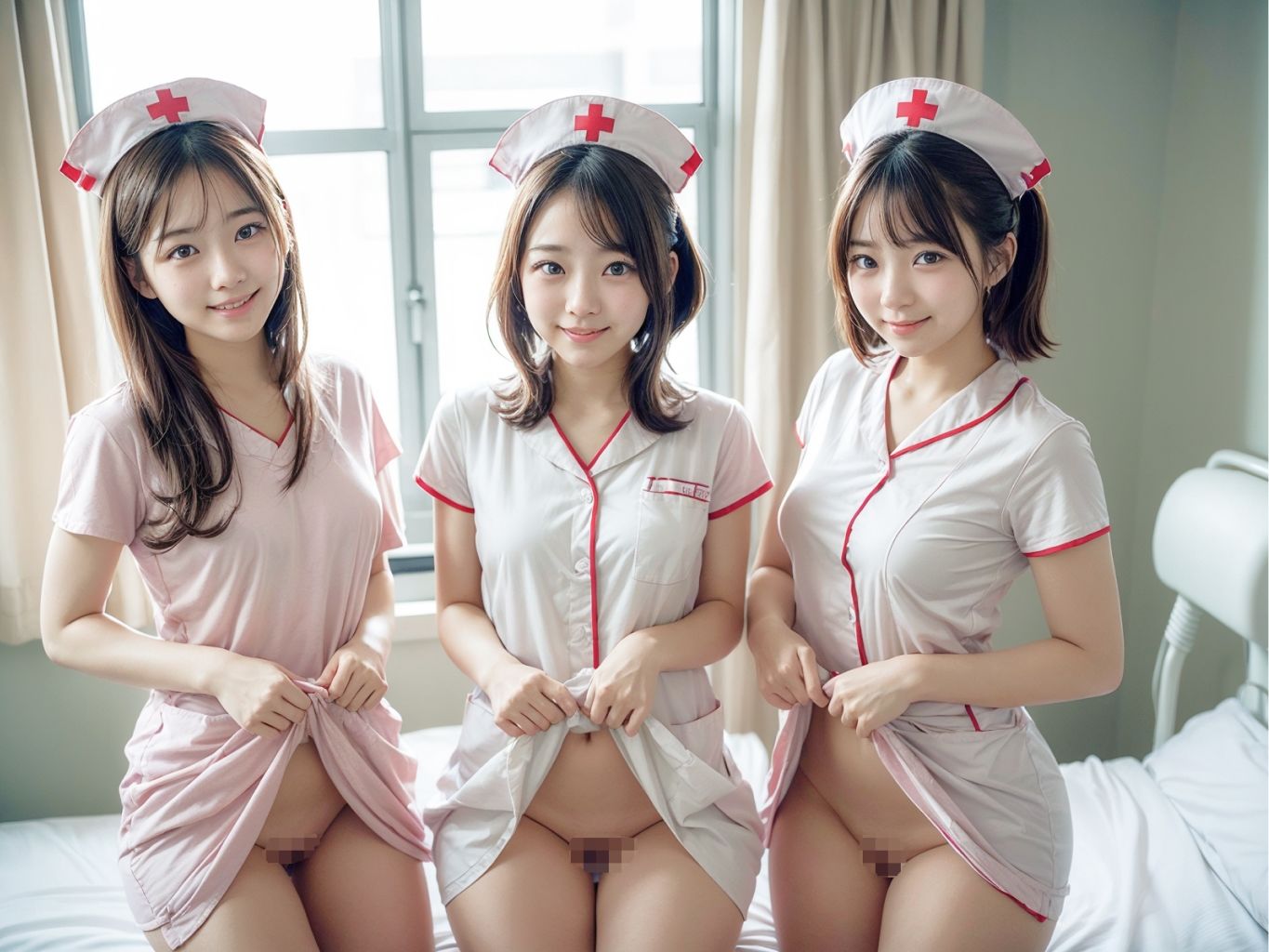 サンプル画像1:えちえちナースハーレム♪ ナースさんたちに性処理してもらえるサービス♪(じぇんとる) [d_344986]