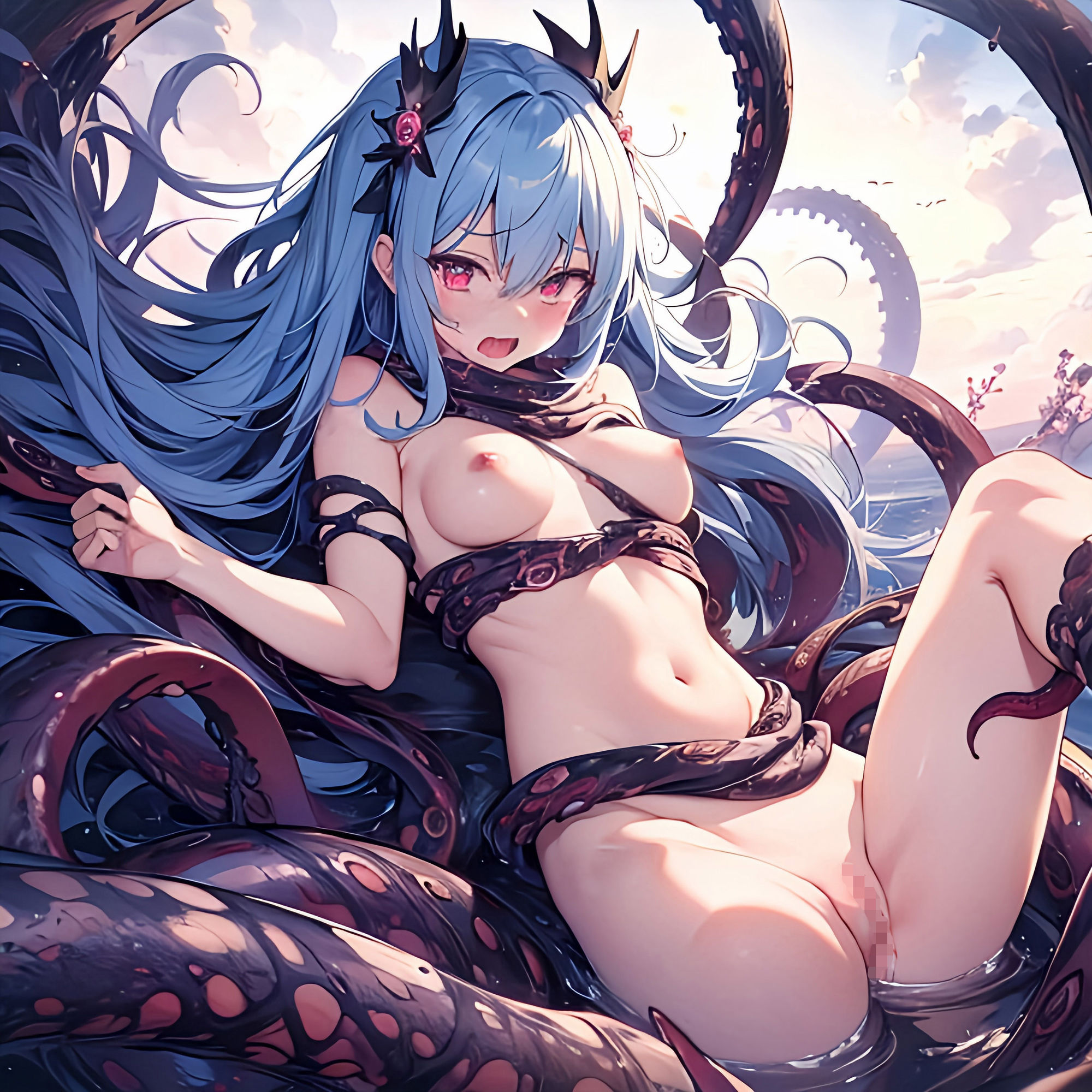 サンプル画像5:触手姦 青髪(アニメ雷土音) [d_345007]