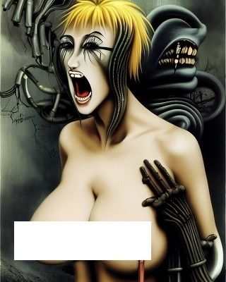 サンプル画像1:地獄絵図: 恐怖！化け物に背後から抱きつかれ絶叫する巨乳美女(MUTANTITS) [d_345045]