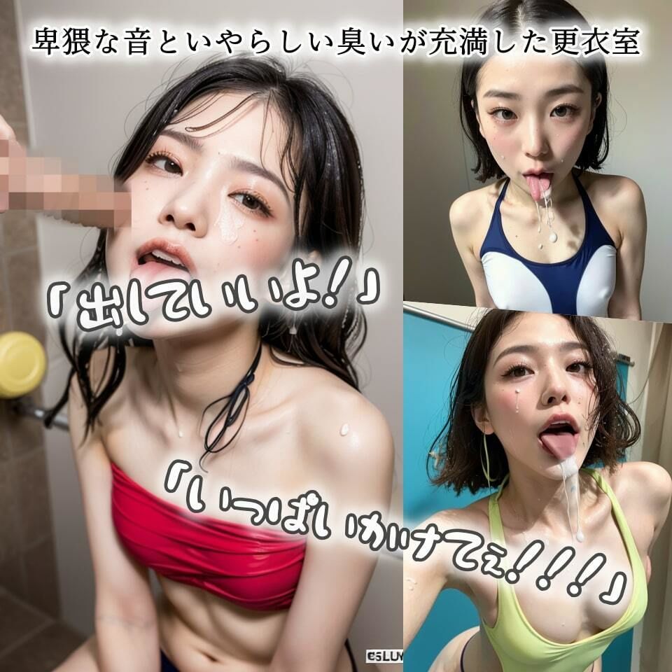 サンプル画像4:【競泳水着ぶっかけ】アへ顔レオタード〜更衣室のいやらしい音〜【135P】(夜行三輪車) [d_345301]