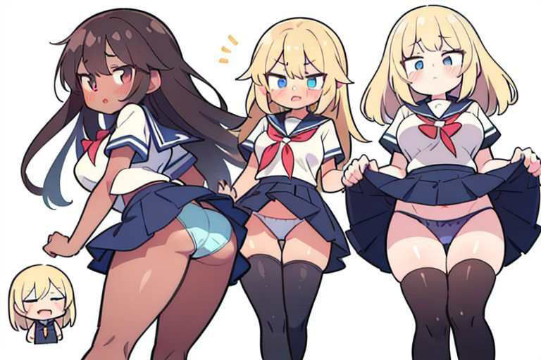 サンプル画像1:【微エロ】フェチコレVol.10 制服姿の美女のパンチラ集（超ミニスカや風でめくれたり）【デフォルメ編】(満点星) [d_345777]