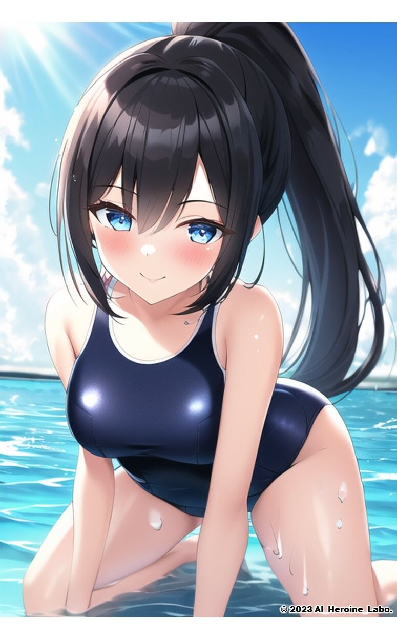 サンプル画像6:1つの呪文で生み出された100人のAI妄想美少女-14【ポロリもあるよ？！ JKスク水女子撮影会編】(AIヒロイン研究会) [d_345936]