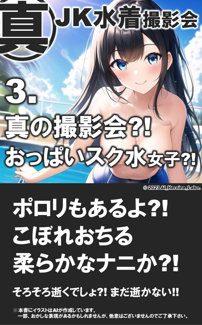 1つの呪文で生み出された100人のAI妄想美少女-14【ポロリもあるよ？！ JKスク水女子撮影会編】