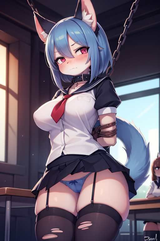 サンプル画像2:【微エロ】フェチコレVol.12 拘束された制服姿の獣娘のパンチラコレクション【ケモミミ娘編】(満点星) [d_346457]