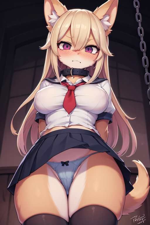 サンプル画像4:【微エロ】フェチコレVol.12 拘束された制服姿の獣娘のパンチラコレクション【ケモミミ娘編】(満点星) [d_346457]